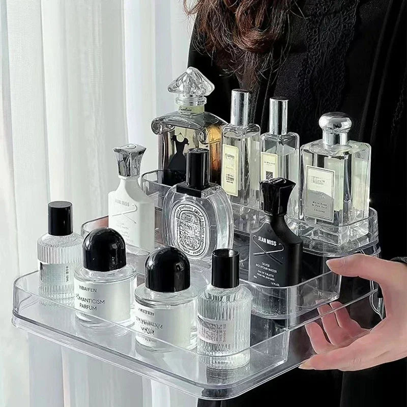 Acrylic Three-Layer Transparent Perfume Organizer Rack Q Fragrance Mini Storage Box Display Stand Plastic Storage Holder