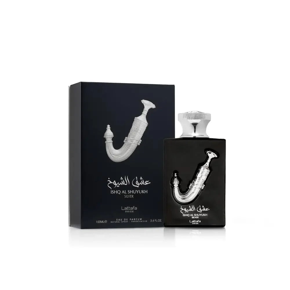 Ishq Al Shuyukh Silver by Lattafa Pride ORIGINAL Eau de Parfum Sweet Spicy Notes Male Fragrance Vanilla and Noble Woods