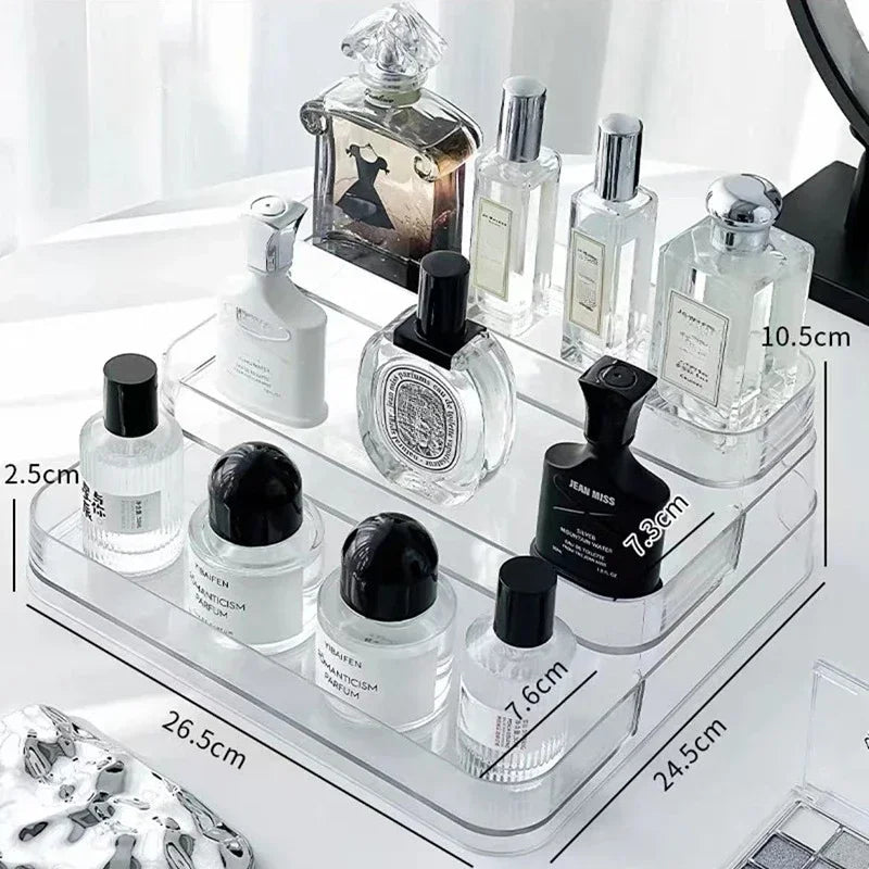 Acrylic Three-Layer Transparent Perfume Organizer Rack Q Fragrance Mini Storage Box Display Stand Plastic Storage Holder