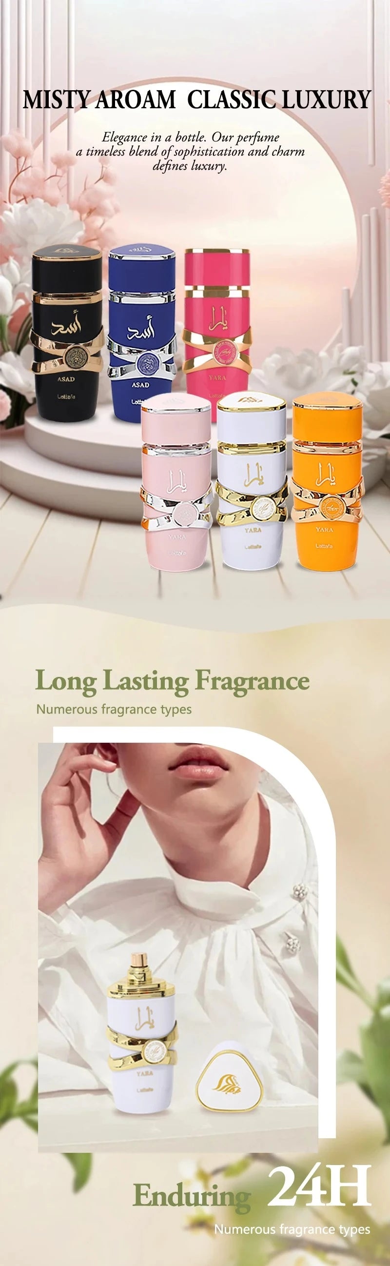 New 100ml Yara EDP for Women / Asad 100ml EDP for Men - Long Lasting Floral & Woody Arabian Perfume Spray, Luxury Scent Gift