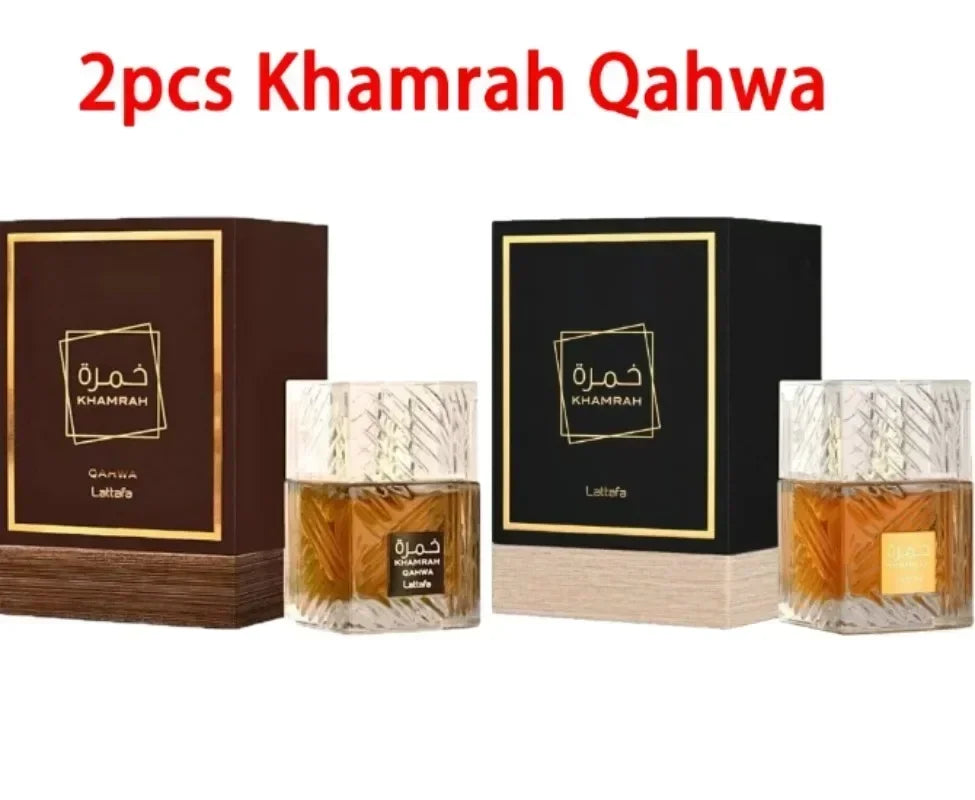 Lattafa Khamrah Qahwa Khamrah Dukhan Eau De Parfum Sprays3.4 OZ DoubleDepth Double DesireFiery Gourmand Unforgettable Bundle
