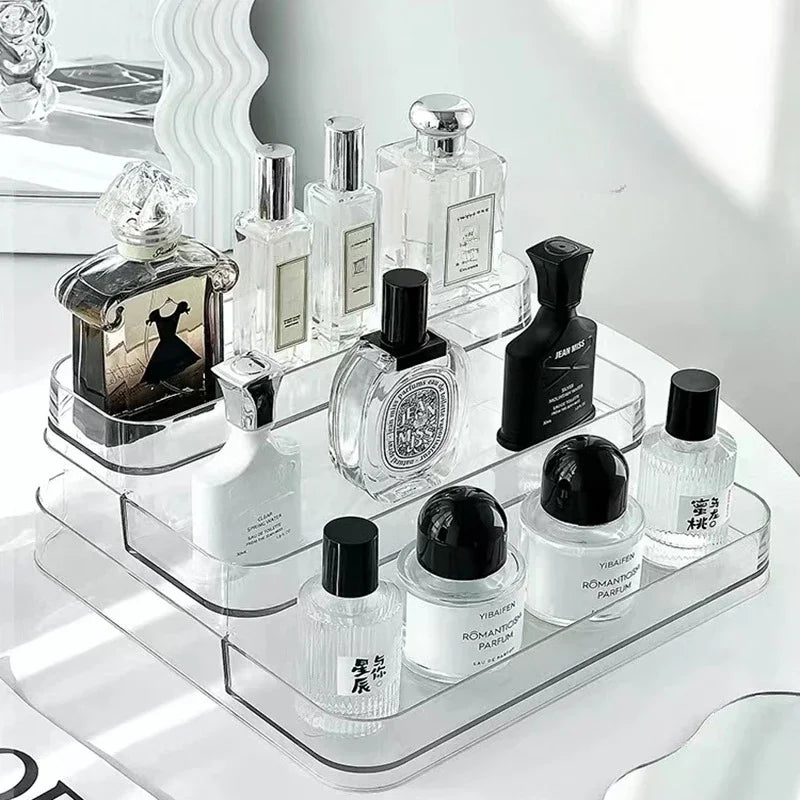 Acrylic Three-Layer Transparent Perfume Organizer Rack Q Fragrance Mini Storage Box Display Stand Plastic Storage Holder